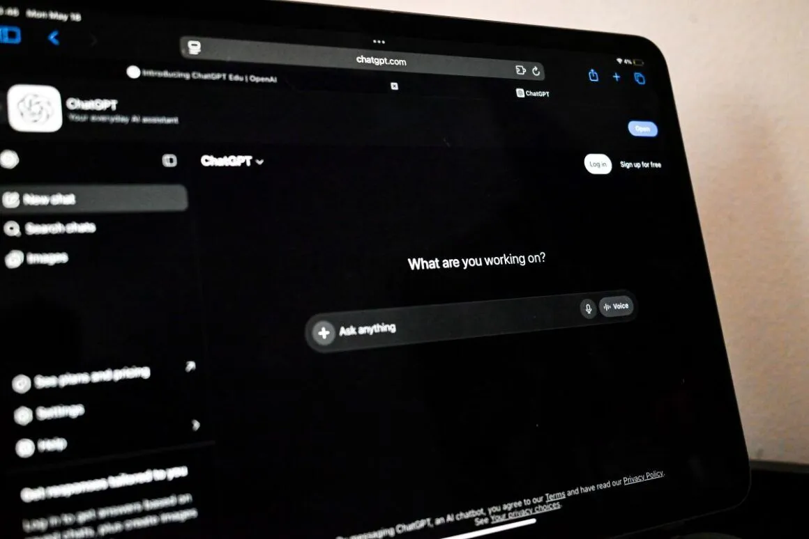 ChatGPT interface on a laptop screen.