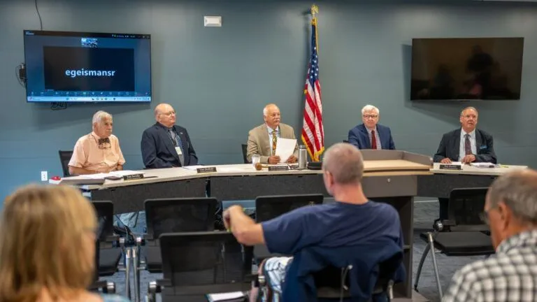 The Franklin County commissioners during a meeting.