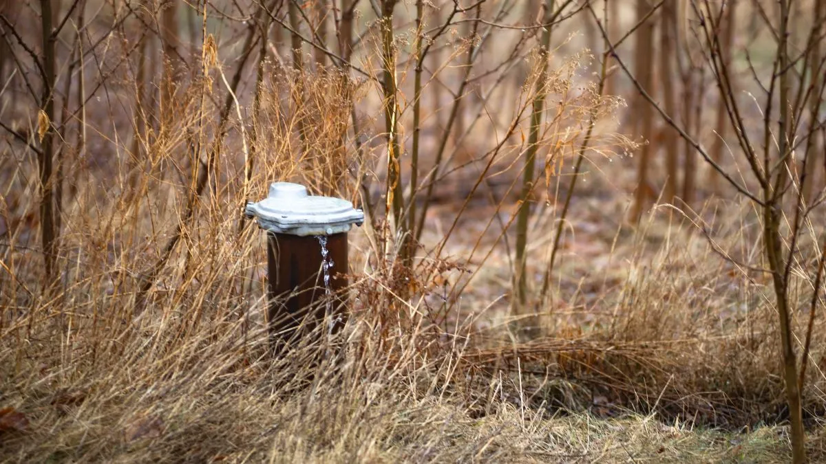 water system among thin trees