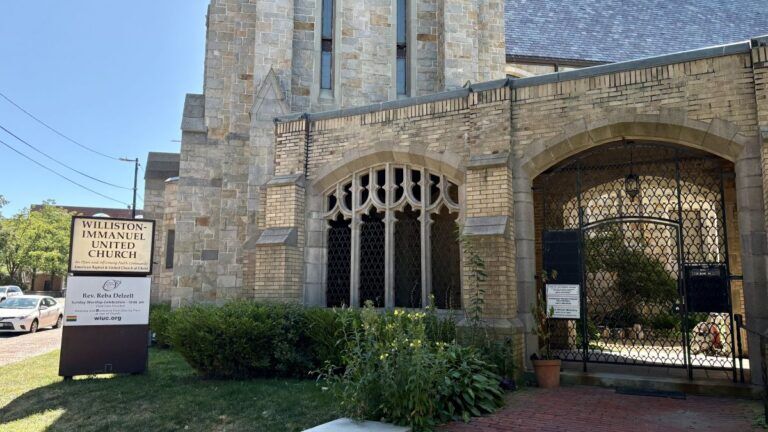 the entrance of a church.