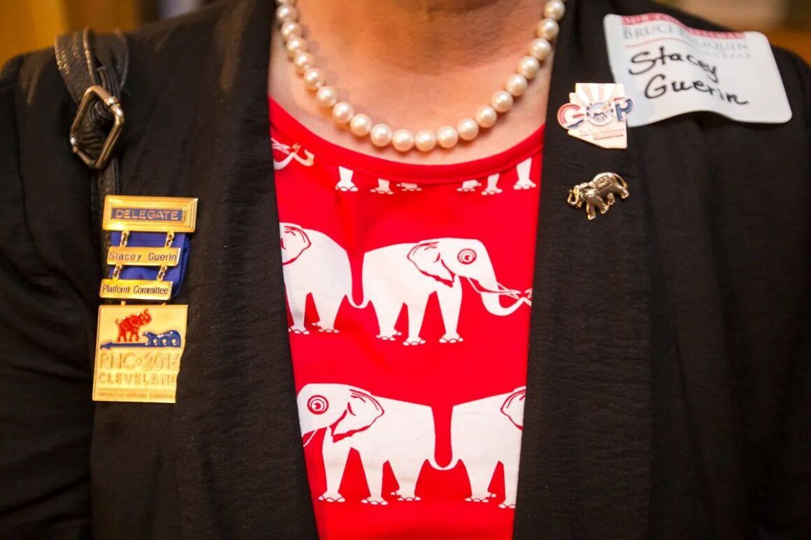 a red shirt with elephants on it.