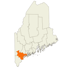 map of maine that highlights the location of cumberland county