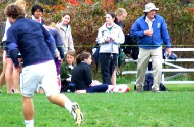 Tony Fletcher seen coaching a rugby team