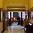 The entrance to the Maine House of Representatives chamber at the Maine State House.