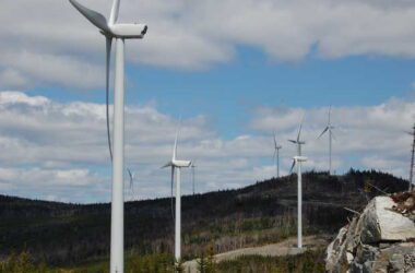 Some of TransCanada's 22 wind turbines on Kibby Mountain in northern Franklin County.