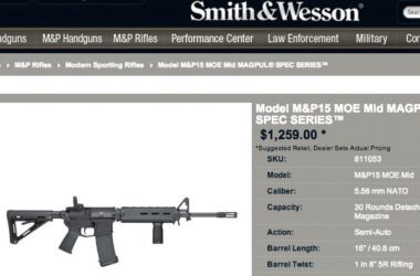 screenshot of a gun on the smith & wesson website