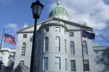 Outside of the Maine State House building.