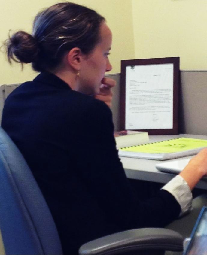 Nell Gluckman, the Center's new reporter, wrangling an Excel file 