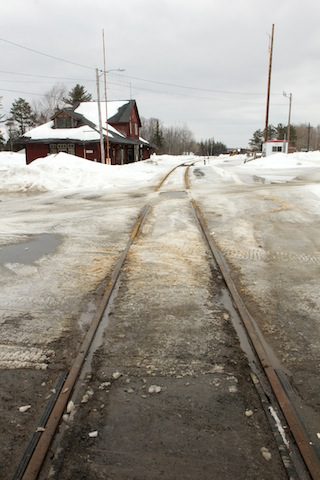Rail tracks through Jackman, Maine