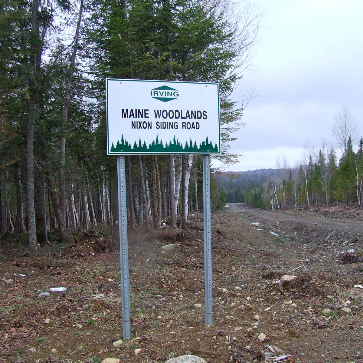 Entrance to a J.D. Irving forest in Aroostook County