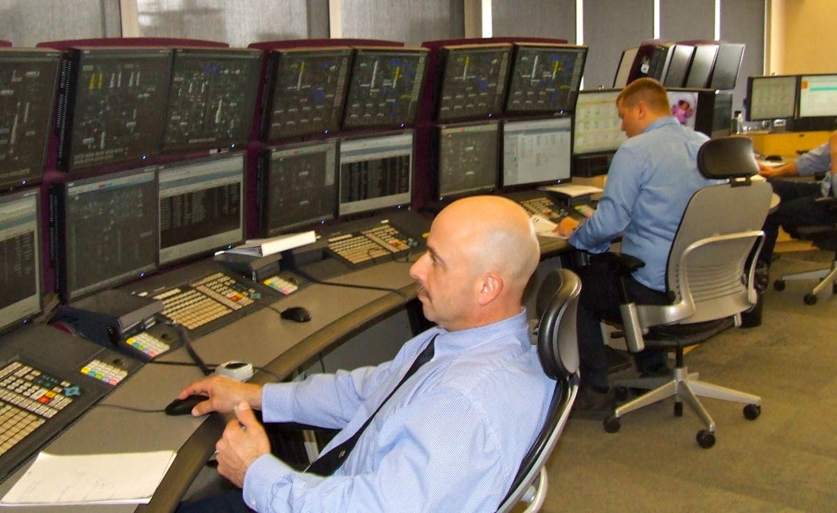 Irving Oil refinery control room, Saint John, New Brunswick. Photo by Lance Tapley