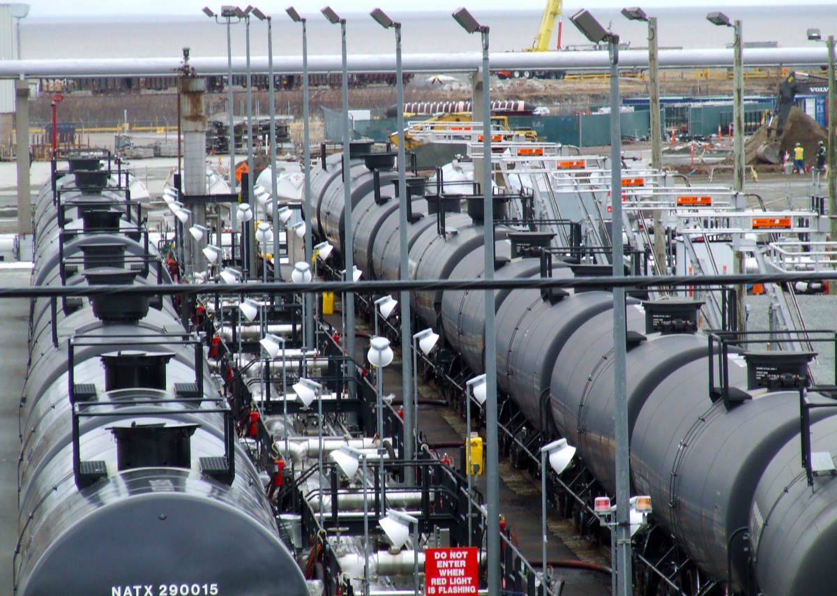 Rail tank cars at the Irving Oil refinery, Saint John, New Brunswick. Photo by Lance Tapley