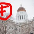 the maine state house with an F grade overlayed on the image