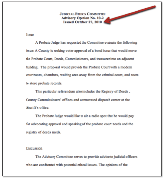 Maine Judicial Ethics Committee advisory opinion 2010