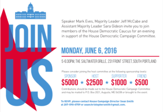 Invitation to House Democratic Caucus fundraiser.