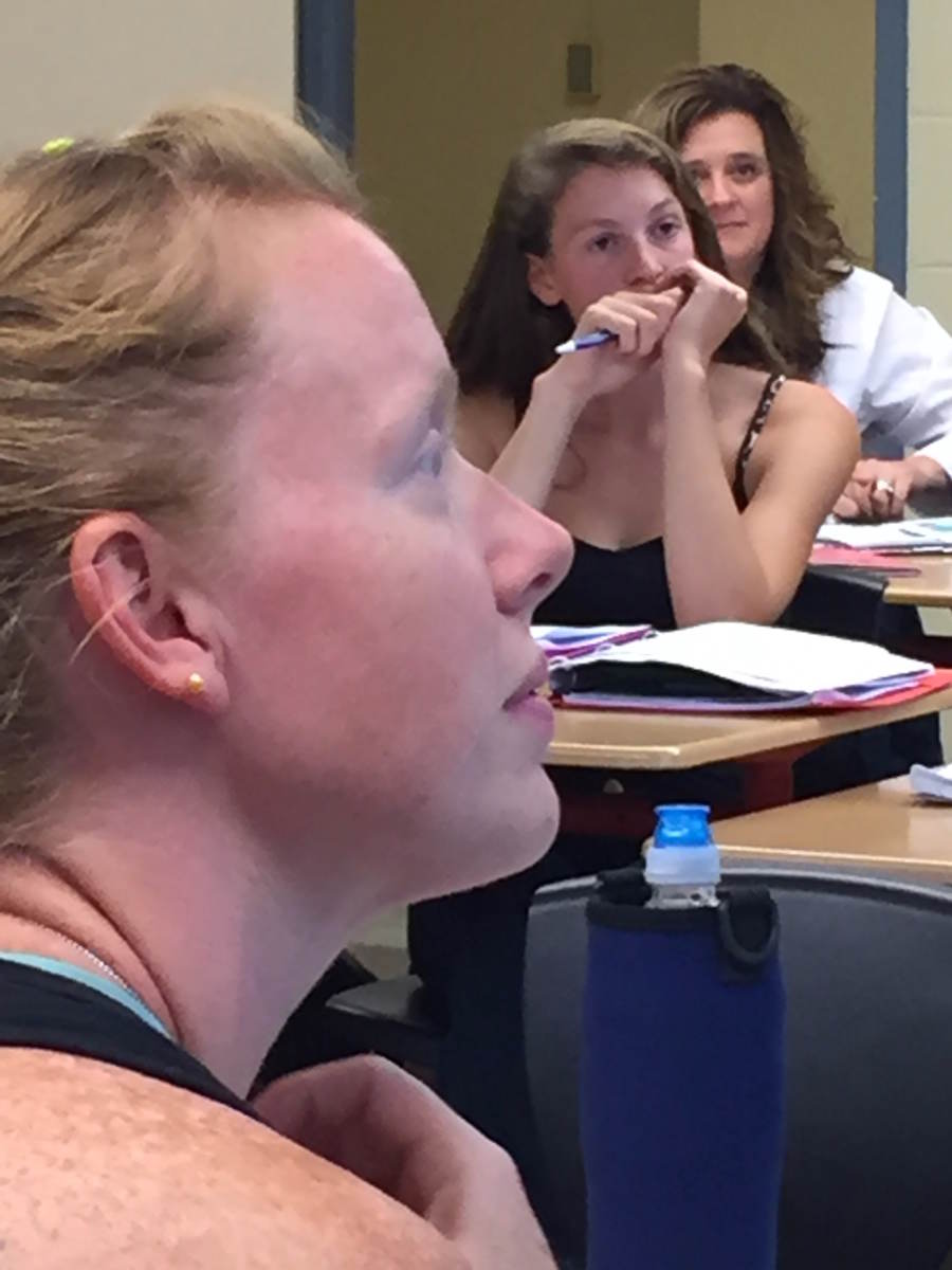 Single mothers in class at the University of Maine, Machias