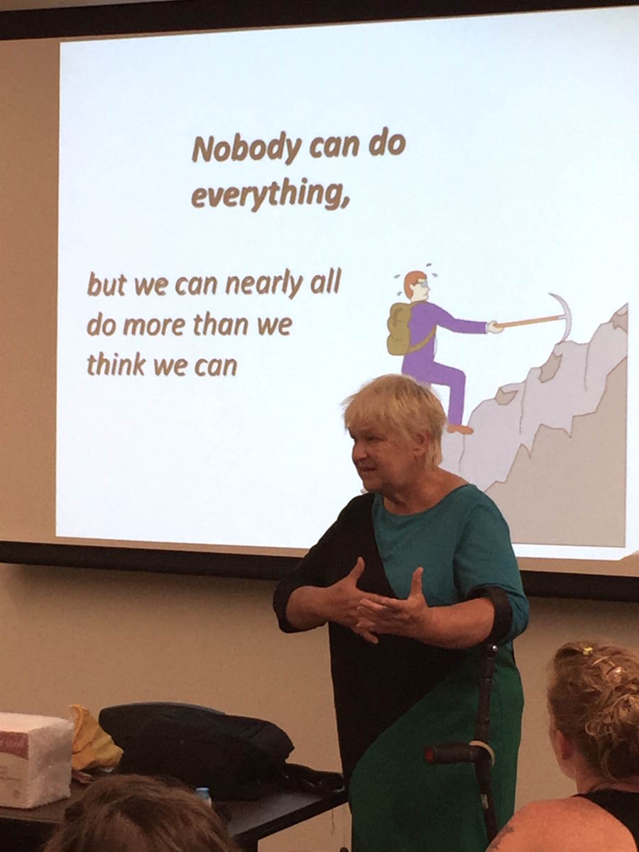 Professor Lori Schnieders addressing her Family Futures Downeast class at the University of Maine, Machias.