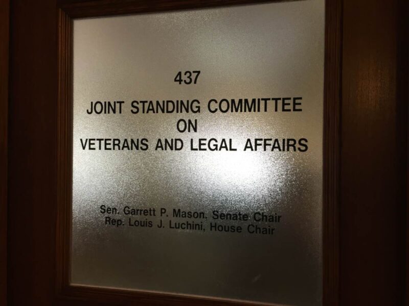 the doorway to the meeting room for the joint standing committee on veterans and legal affairs