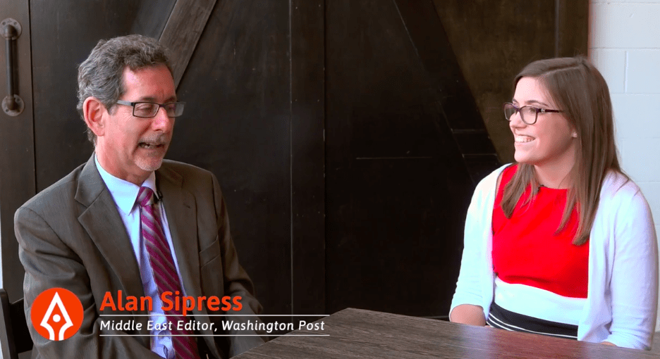 Alan Sipress and Samantha Hogan during an interview