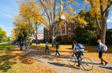 students walking at the university of maine campus