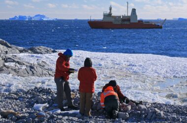 Researchers studying glaciers in Antarctica