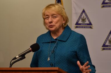 Janet Mills speaks during a press conference