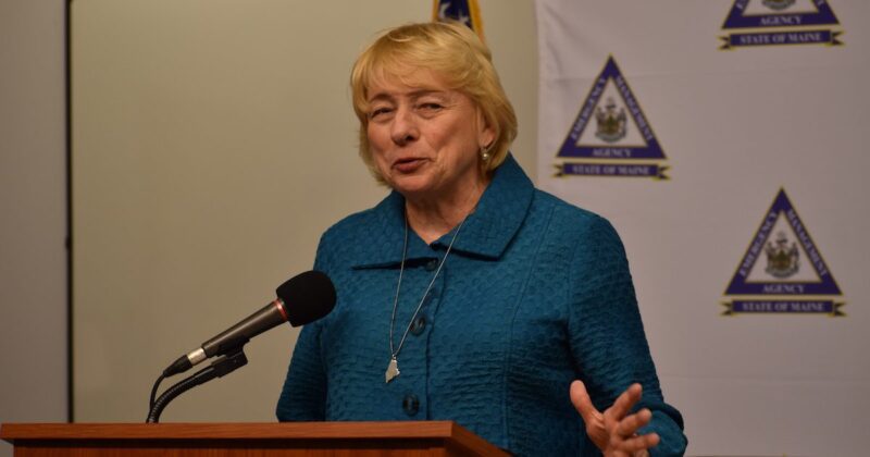 Janet Mills speaks during a press conference