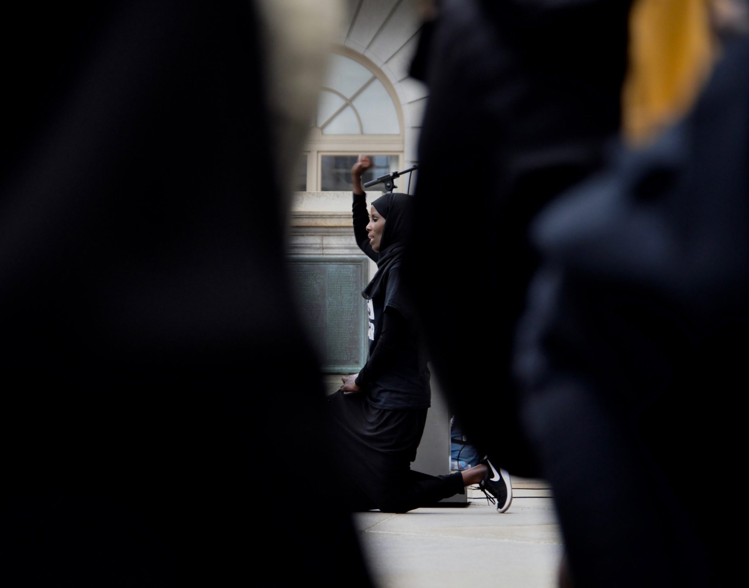 A group of people attend a black lives matter rally