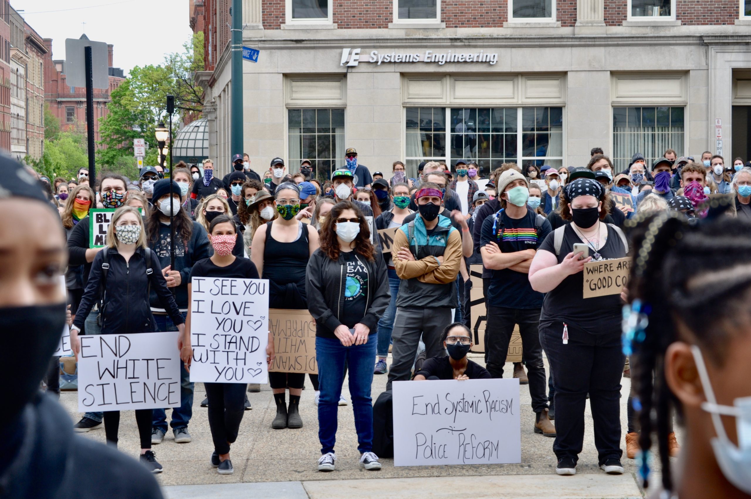 A group of people attend a black lives matter rally