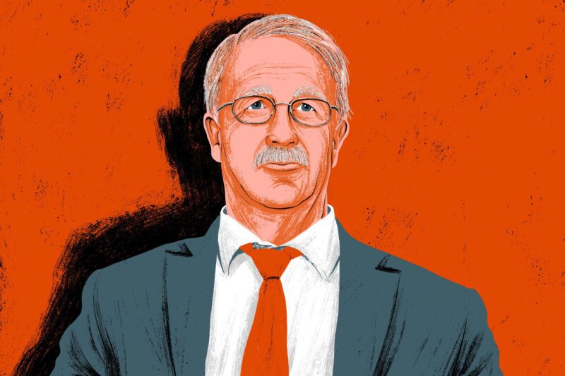 An illustration of John Pelletier, the executive director of the Maine Commission on Indigent Legal Services