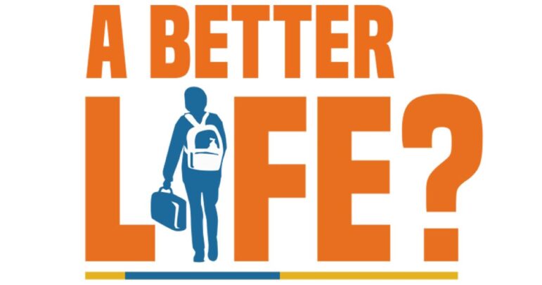 The logo for the "A better life?" podcast