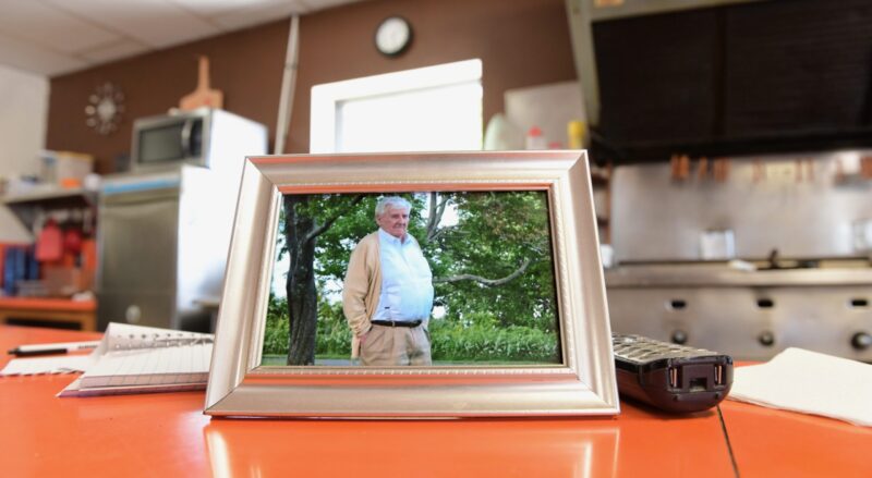 A framed photo of Bob Bahre