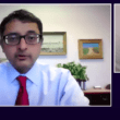 A screenshot of a virtual press briefing by Maine CDC Director Dr. Nirav Shah with an American Sign Language interpreter also present on the screen.