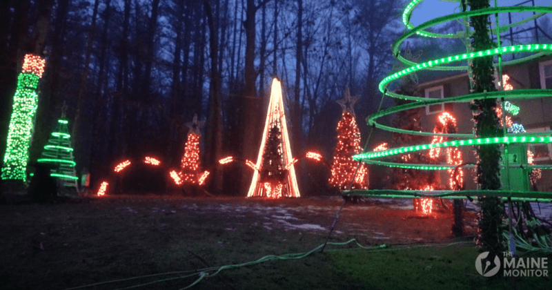 holiday light display on lawn