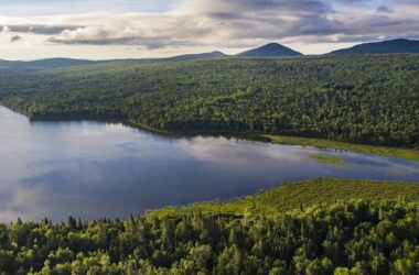 aerial view of Pleasant Lake and Pickett Mountain