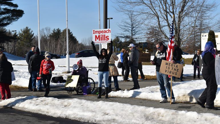 Maine protestors of Gov. Mills state of emergency powers