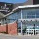 The entrance to the Cross Insurance Arena is seen from across the street.