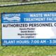 A sign at the entrance to the Limestone Waste Water Treatment Facility that denotes the area is for authorized personnel only.