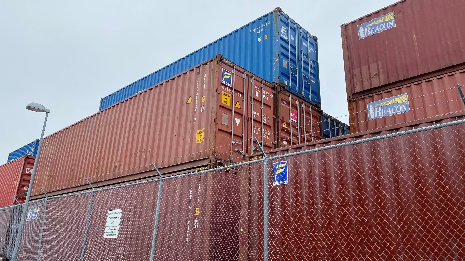 Cargo containers at a terminal.