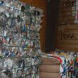Pallets of recycled plastic bottles