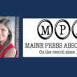 Headshot for Samantha Hogan to the left of the logo for the Maine Press Association