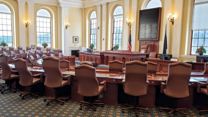 The empty Maine Senate Chamber