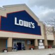 Exterior entrance to a Lowe's store
