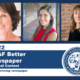 A graphic showing the three winners of the 2022 National Newspaper Association Foundation newspaper editorial contest. Headshots shown of the winners, from left, are Barbara A. Walsh, Samantha Hogan and Kate Cough.