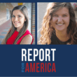 Graphic with headshots for Samantha Hogan and Rose Lundy placed above the logo for Report for America