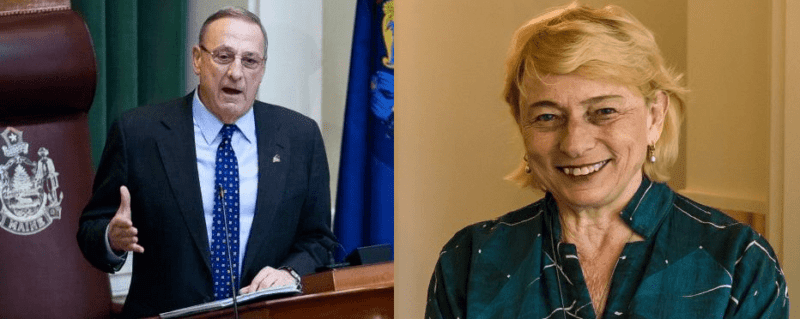 composite photo of paul lepage and janet mills