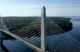 Aerial view of Penobscot Narrows Bridge and Observatory