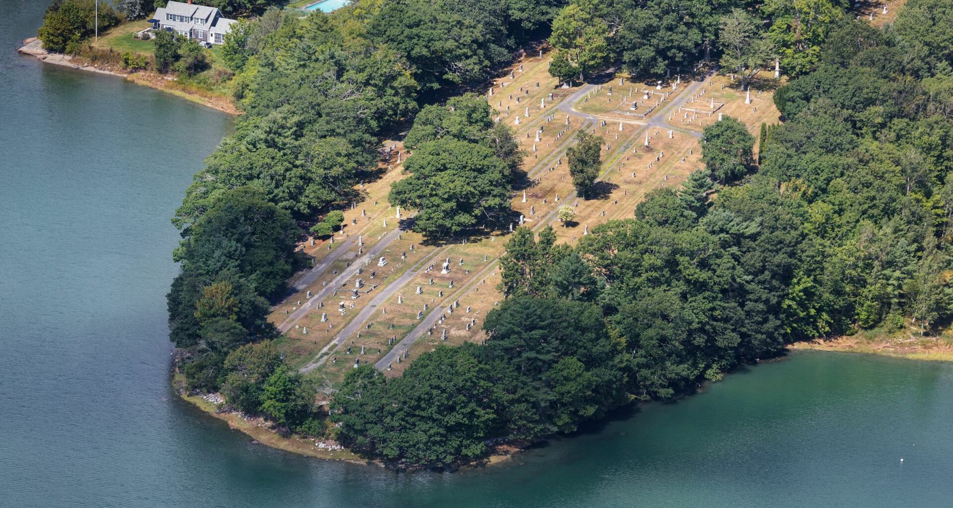 Aerial view of the Blue Hill cemetery