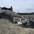 A trash heap inside a landfill