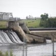 Water flows down the Shawmut Dam